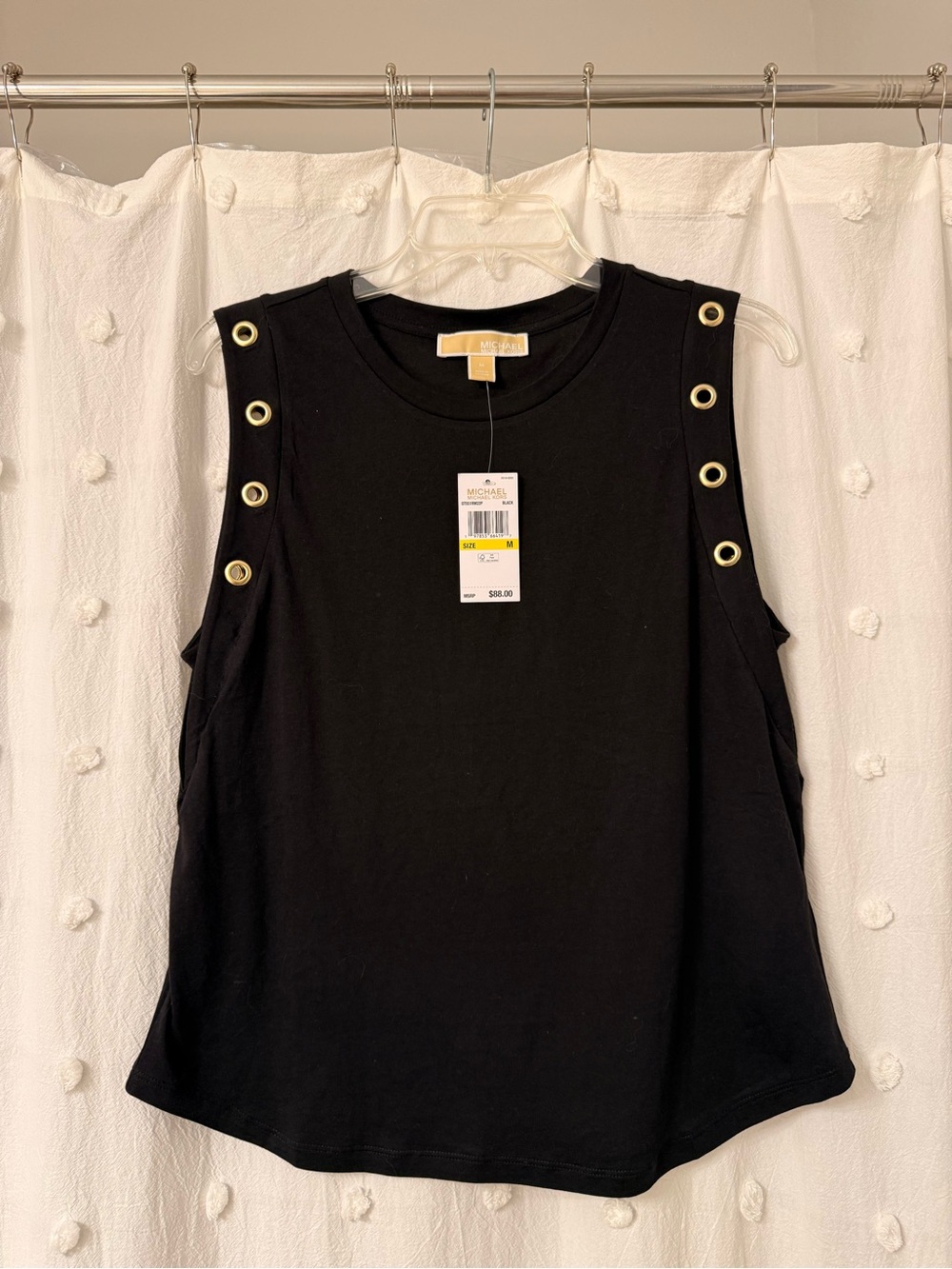 Michael Kors Black Tank with Gold Grommet Trim